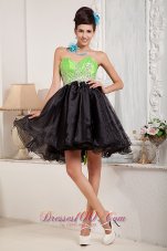 Applique Black and Spring Green Prom Homecoming Dress