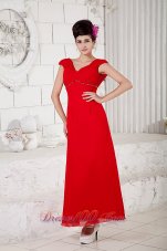 Ruched Straps Prom Homecoming Dress Ankle-length