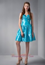 Teal A-line V-neck Beading Prom Dress Sweetheart
