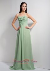 Apple Green Empire Halter Brush Ruch Prom Dress