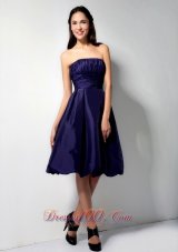 Purple Princess Knee-length Ruch Bridesmaid Dress