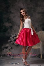 Spaghetti Straps White and Hot Pink Mini Prom Holiday Dress