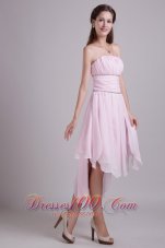 Asymmetrical Hemed Pink High-low Homecoming Dress