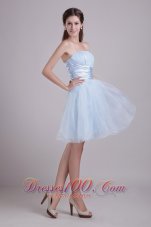 Baby Blue Organza Cocktail Dress with Beads Short