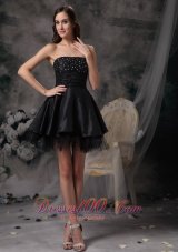 Mini-length Strapless Beaded A-line Little Black Dress