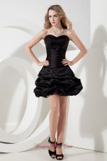 A-line Pick-ups Mini Taffeta Little Black Dress Sequined