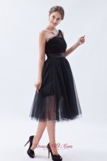 Attractive Bridesmaid Dress Tulle Tea-length One Shoulder