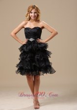 Ruffles Knee-length Organza A-line Little Black Dress