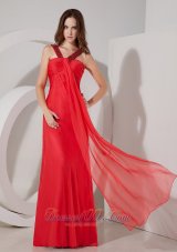 Red Straps Keyhole Opening Beaded Chiffon Prom Dress