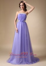 Lilac Strapless Taffeta and Tulle Prom Graduation Dress