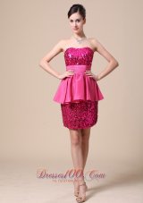Stunning Beaded Paillette Over Skirt and Strapless Party Dress