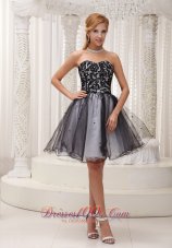 Sequins Cocktail Dress Lace Black and White Organza