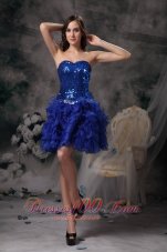 Royal Blue Evening Dress Organza Sweetheart Mini-length