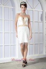 Party Gown White Sweetheart Mini-length Satin Beading