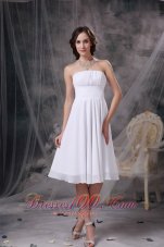 White Strapless Dresses For Damas Chiffon Ruch Knee-length