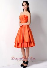 Layered Orange Red Knee-length Taffeta Dama Dress