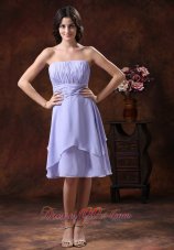 Lilac Strapless Chiffon Ruched Bridesmaid Dama Dresses