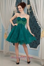 Appliques Dark Green Sweetheart Organza Prom Dama Dress