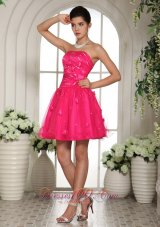 Hand Flowers Cocktail Homecoming Short Hot Pink