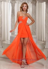 Orange High Low Homecoming Prom Chiffon Party Style