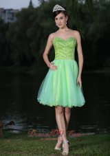 Sweetheart Beaded Bodice Green Cocktail Party Dress