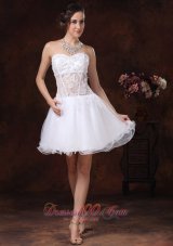 Appliques Sweetheart Mini-length White Cocktail Homecoming Dress