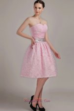 Knee-length Sweetheart Beading Organza Prom Party Dress