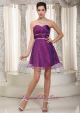 Purple Pleated Layered Prom Cocktail Dress Organza