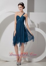Peacock Green Empire One Shoulder Short Prom Party Dress