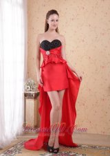Red and Black Hi Lo Prom Gown Column