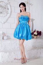 Aqua Fan Pattern Besiged Prom Dress Beading Mini