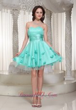 Apple Green Prom Dress For Cocktail Homecoming With Flowers Decorate