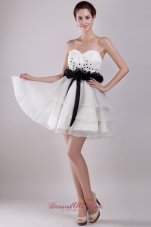 Organza White Mini-length Ruffled Dress for Prom