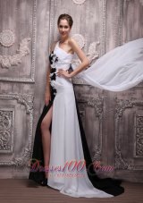 Colorful One Shoulder Prom Evening Dress Hand Flowers