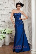Navy Blue Prom Evening Dress Beading Ruch Sweetheart