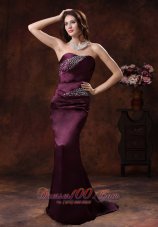 Dark Purple Beaded Mermaid Mother Of The Bride Evening Dress
