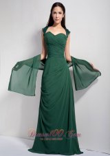 Ruched Dark Green Mother Of The Brides Dress Chiffon