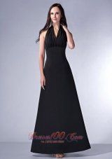 Halter Ruch Black Bridesmaid Dress For Prom Satin