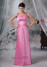 Straps Pink Bridesmaid Dresses For Prom Party Satin