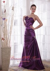 Pleats Purple Prom Evening Dress Sweetheart Taffeta