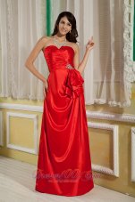 Beading Red Prom Evening Dress Sweetheart Satin