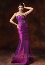 Purple Mermaid Beaded Formal Evening Prom Gowns