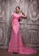Pink Empire Chiffon Beading Prom / Evening Dress