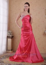 Red A-line Sweetheart Beading Prom Celebrity Dress