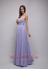 Lilac Empire Strapless Chiffon Beading Prom Dress