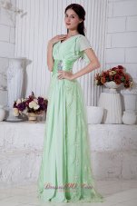 Apple Green Empire V-neck Beading Prom Evening Dress