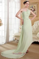 Apple Green Empire One Shoulder Chiffon Prom Dress