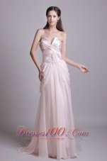 Pink Empire Strapless Brush Chiffon Pleat Prom Dress