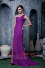 Eggplant Purple Column Prom Homecoming Dress Chiffon