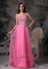 Rose Pink Empire Sweetheart Beading Prom Holiday Dress